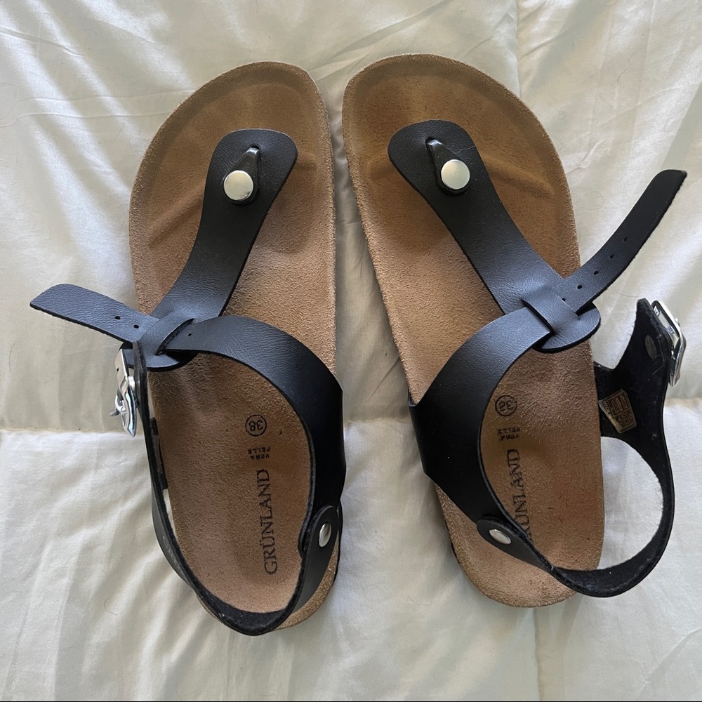 Black Womens Leather Sandal